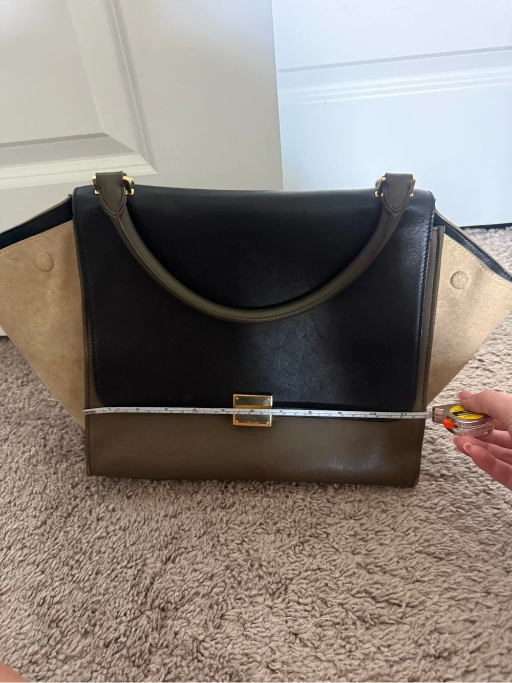 Céline Two-Tone Leather Top-Handle Bag in Black and Brown